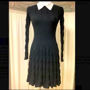 Beautiful Sandro long-sleeved black dress with collar detail